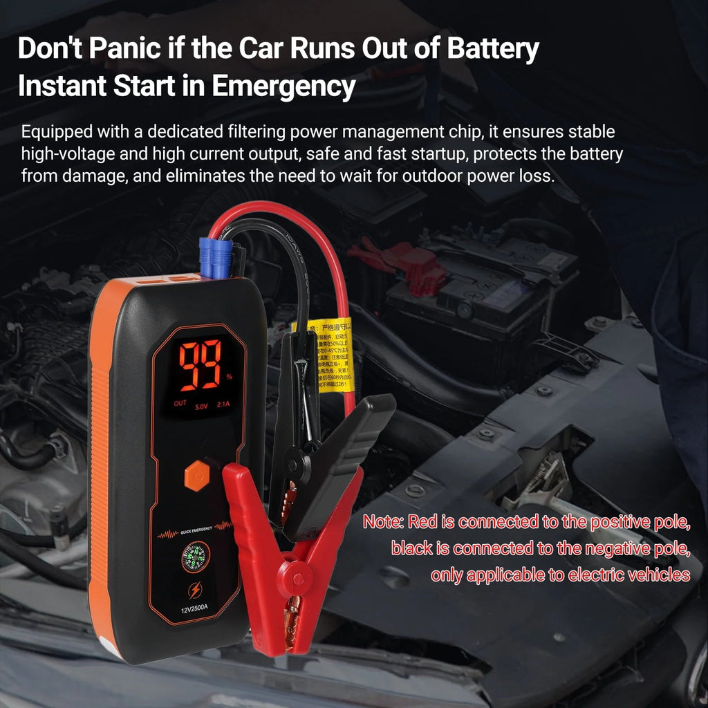 Portable Car Jump Starter by Lepmerk, DN18 Emergency Supply with 600A Peak Current, 8000mAh Capacity for and Automotive Use
