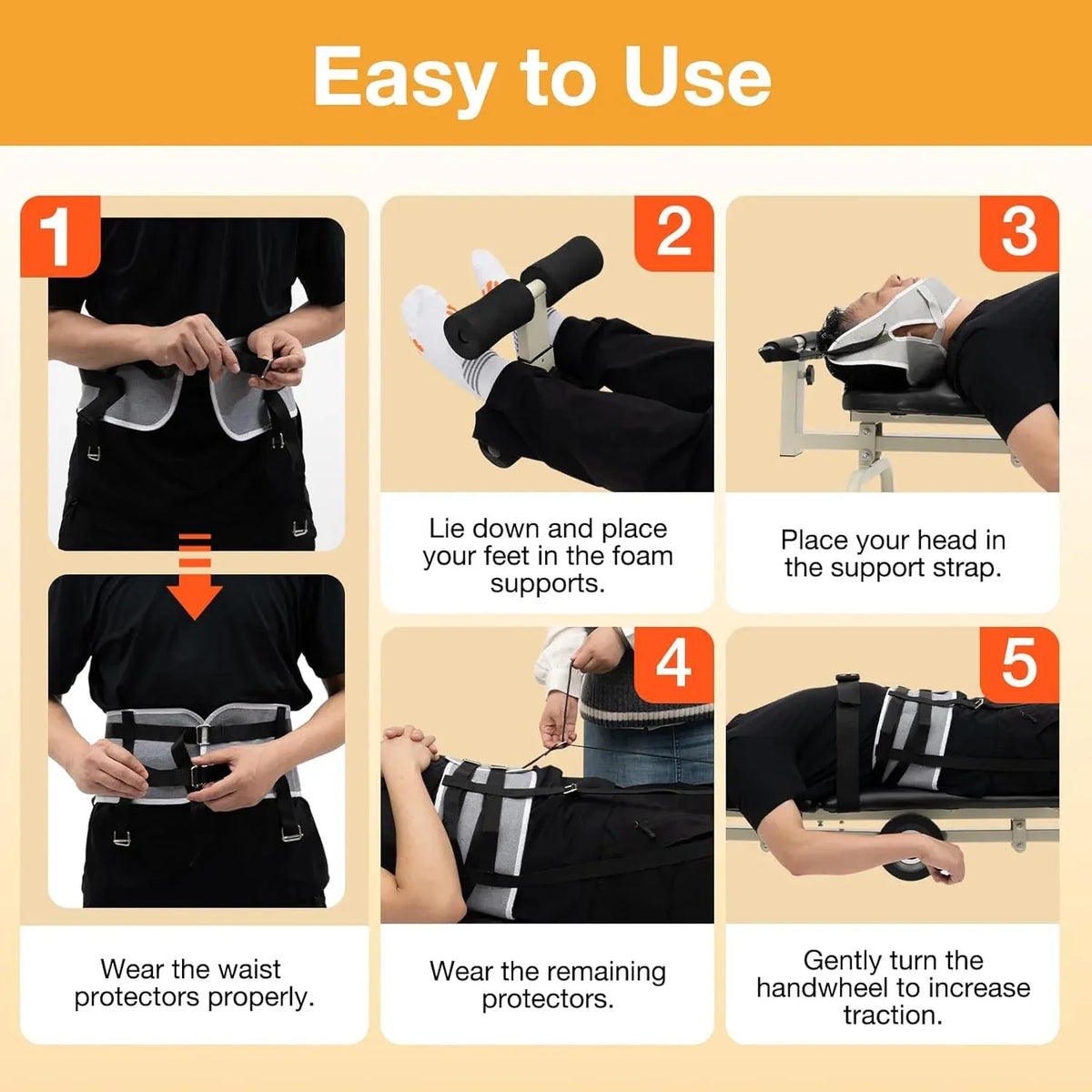 Lumbar Traction Bed, Folding Massage Bed, Back Stretcher Traction Spinal Decompression Devices Therapy Massage Table for Cervical Spine Body Stretching