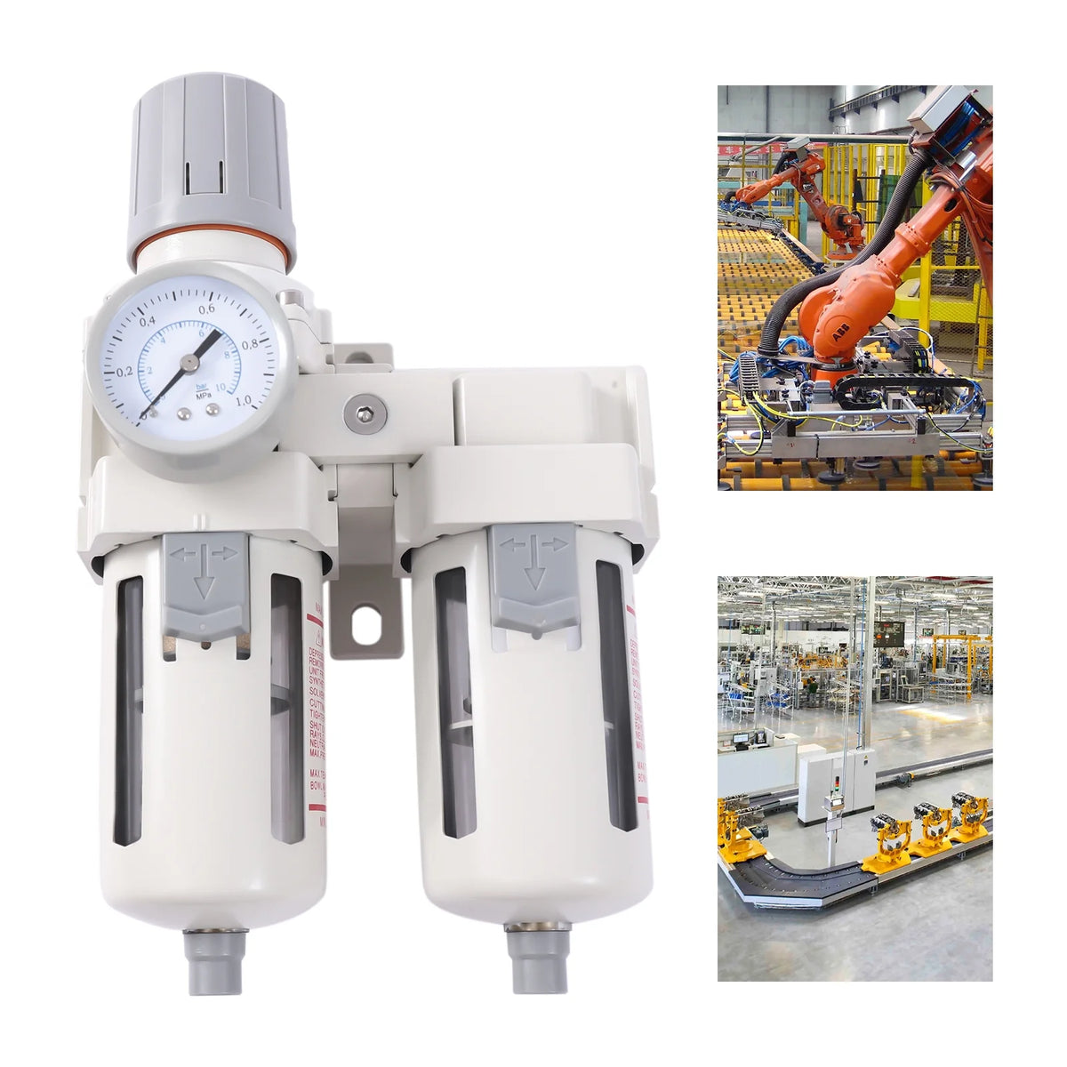 YIYIBYUS 1/2 NPT Air Pressure Regulator, Air Dryer Filter System, Water Trap Separator Semi-automatic Drain