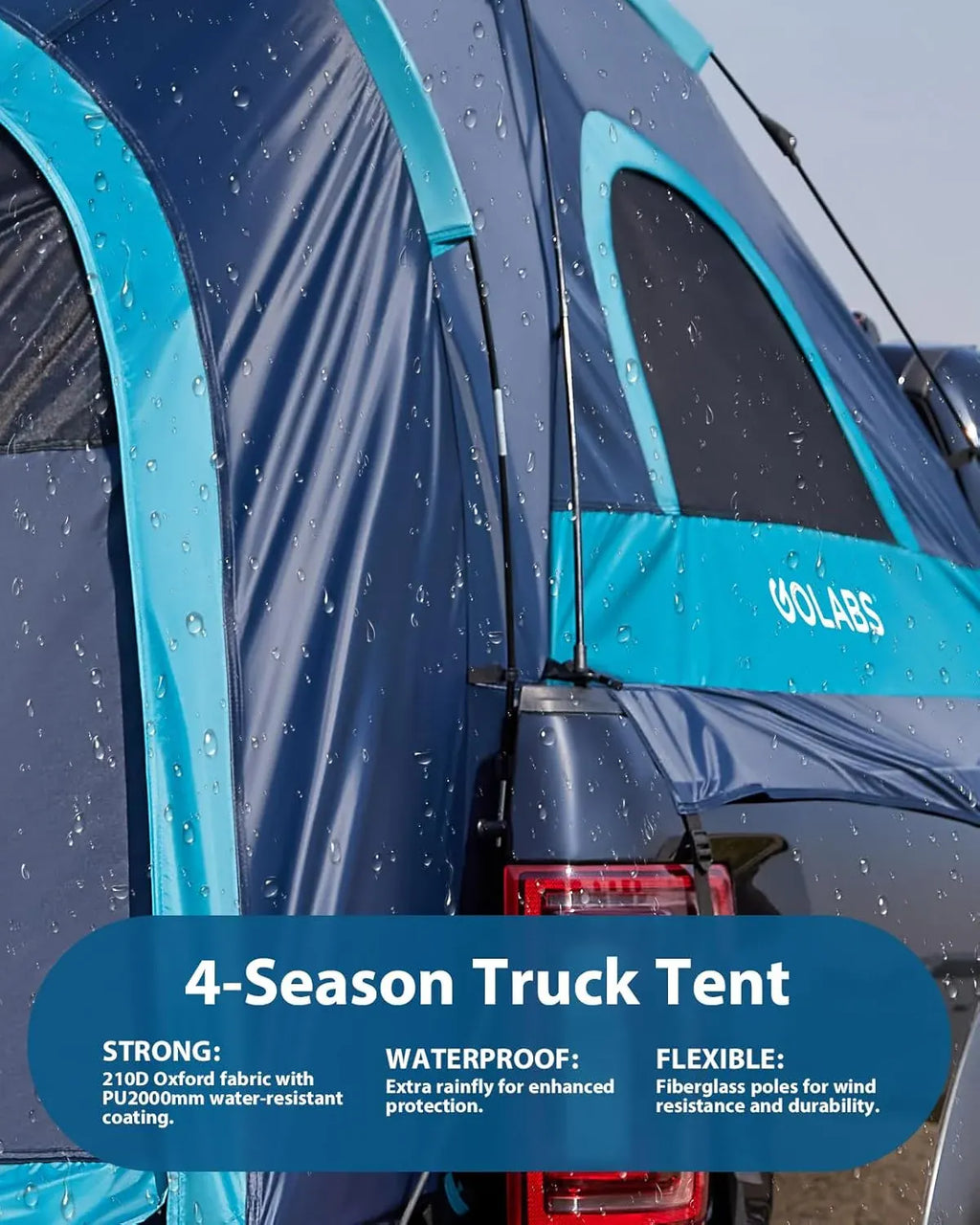 Golabs Truck Bed Tent for 5-6 Ft Bed, 8-Minute Easy Setup by Pre-Assembled Design, Waterproof PU2000mm, 2-Person Portable with Extra Rainfly Cover for Camping & Outdoor, Includes Storage Bag