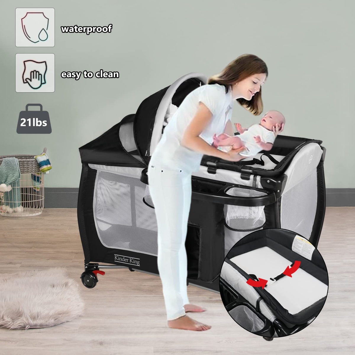 Kinder King Portable Bassinet Adjustable