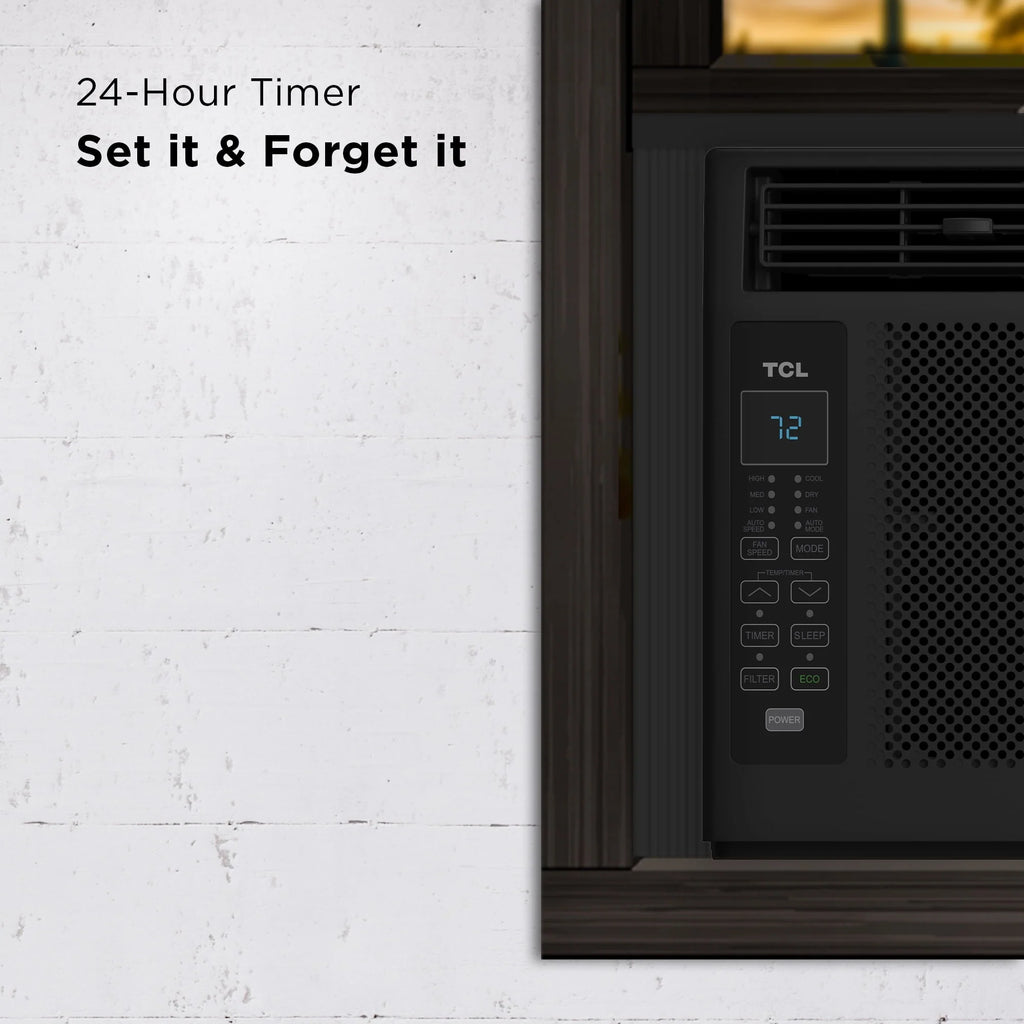 TCL 5，000 BTU Window Air Conditioner， 150 sq. ft.， LED Display， Included Remote， Black， W5W3M-B