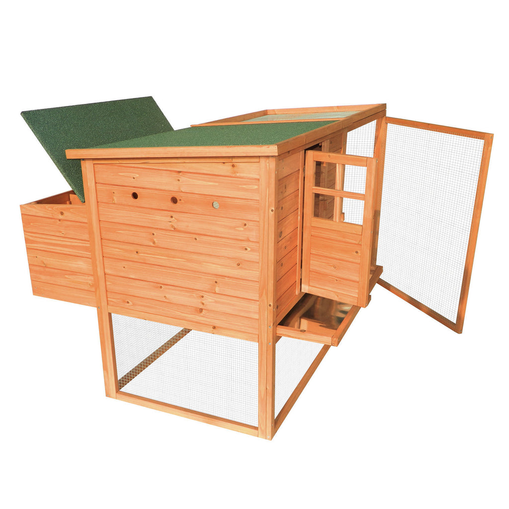 PawHut 64 Large Wooden Chicken Coop Kit With Outdoor Run And Nesting Box