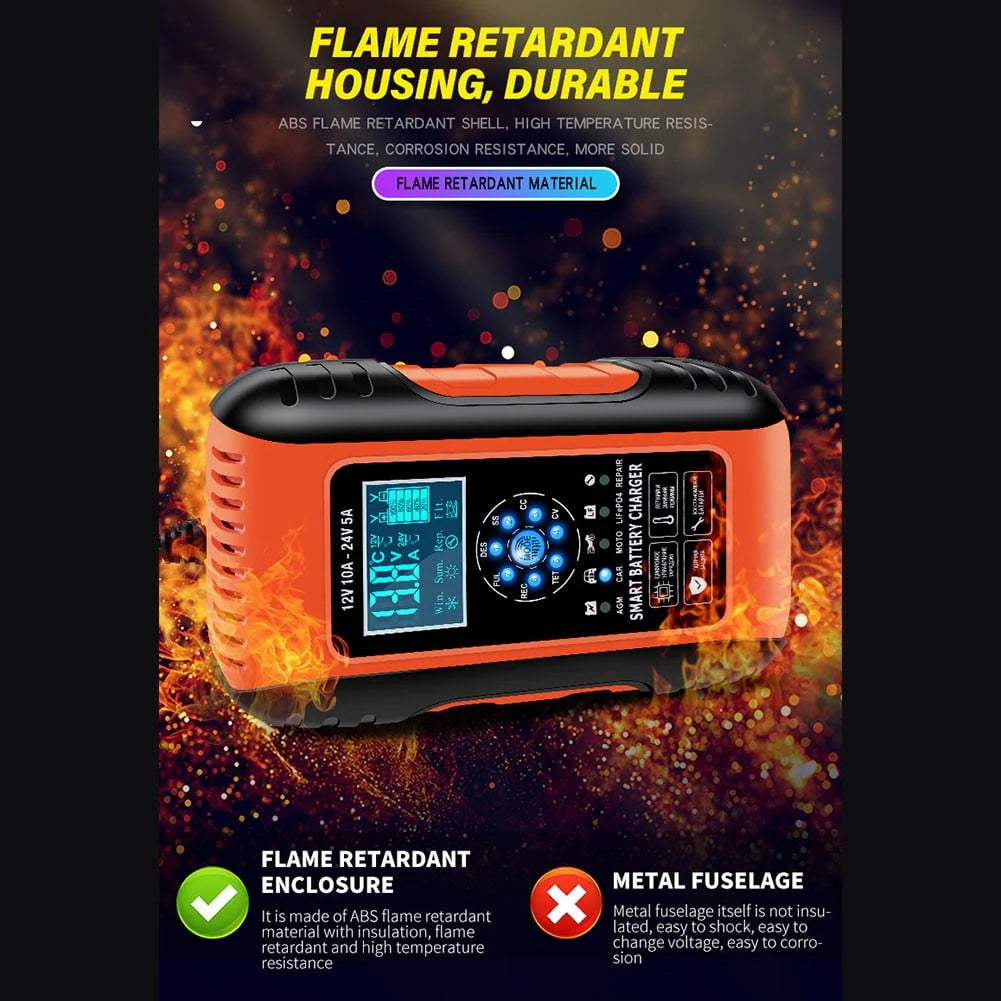 12/24V Car Automatic Battery Charger AGM GEL Intelligent Pulse Repair Starter