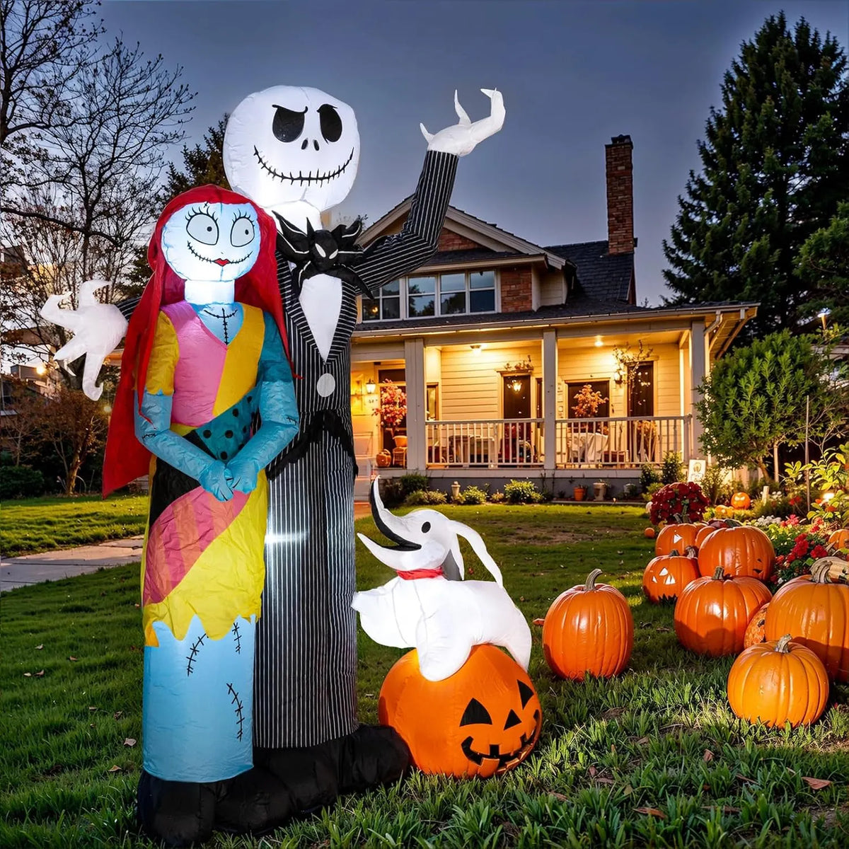 Nervure 6Ft Halloween Decoration Outdoor Inflatable - Halloween Inflatable Decorations with Skeleton Dog and Pumpkin- Blow Up Inflatables with Built-in LED Lights for Yard Garden Lawn Decor