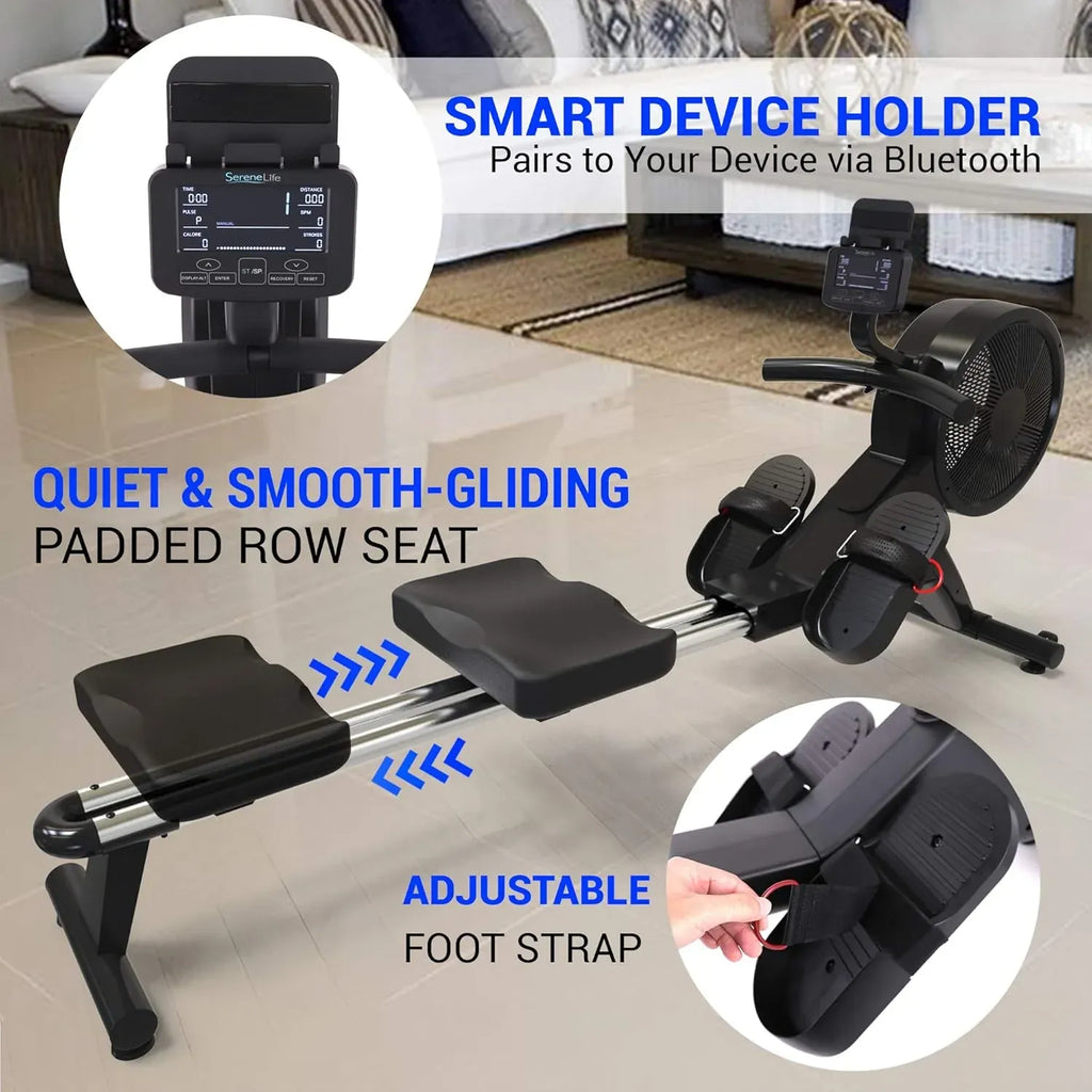 Smart Rowing Machine-Home Machine with Smartphone Fitness Monitoring App, Magnetic Row Machine for Gym or Home Use, 16 Levels Resistance