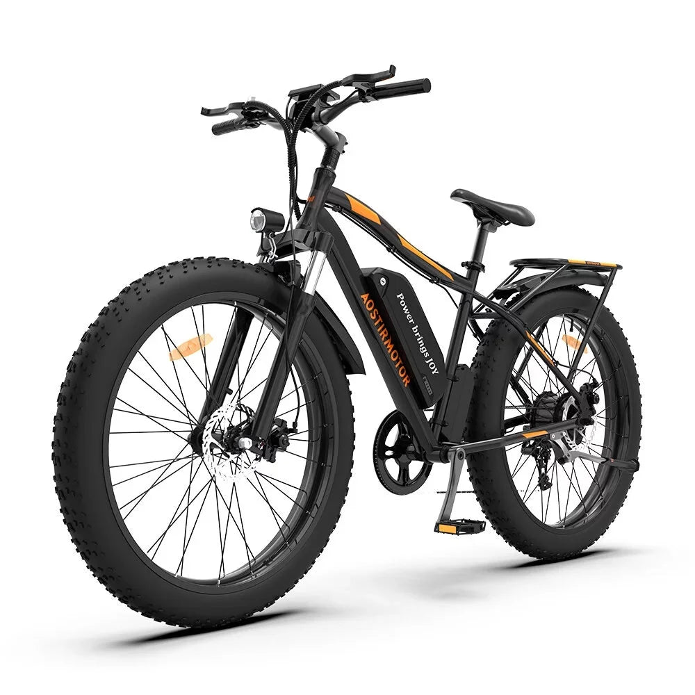 26 In.48V 13Ah 750W Mountain Electric Bikes for Adults Men, 26x4.0 Fat Tire Electric Bicycle 7 speeds Gear Outdoor Ebikes, Black,S48