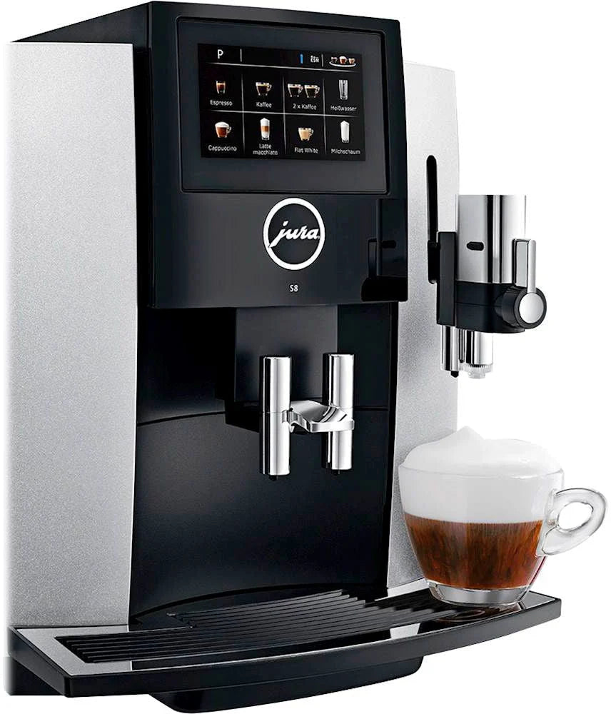 Jura - S8 Espresso Machine with 15 bars of pressure and Milk Frother - Moonlight Silver