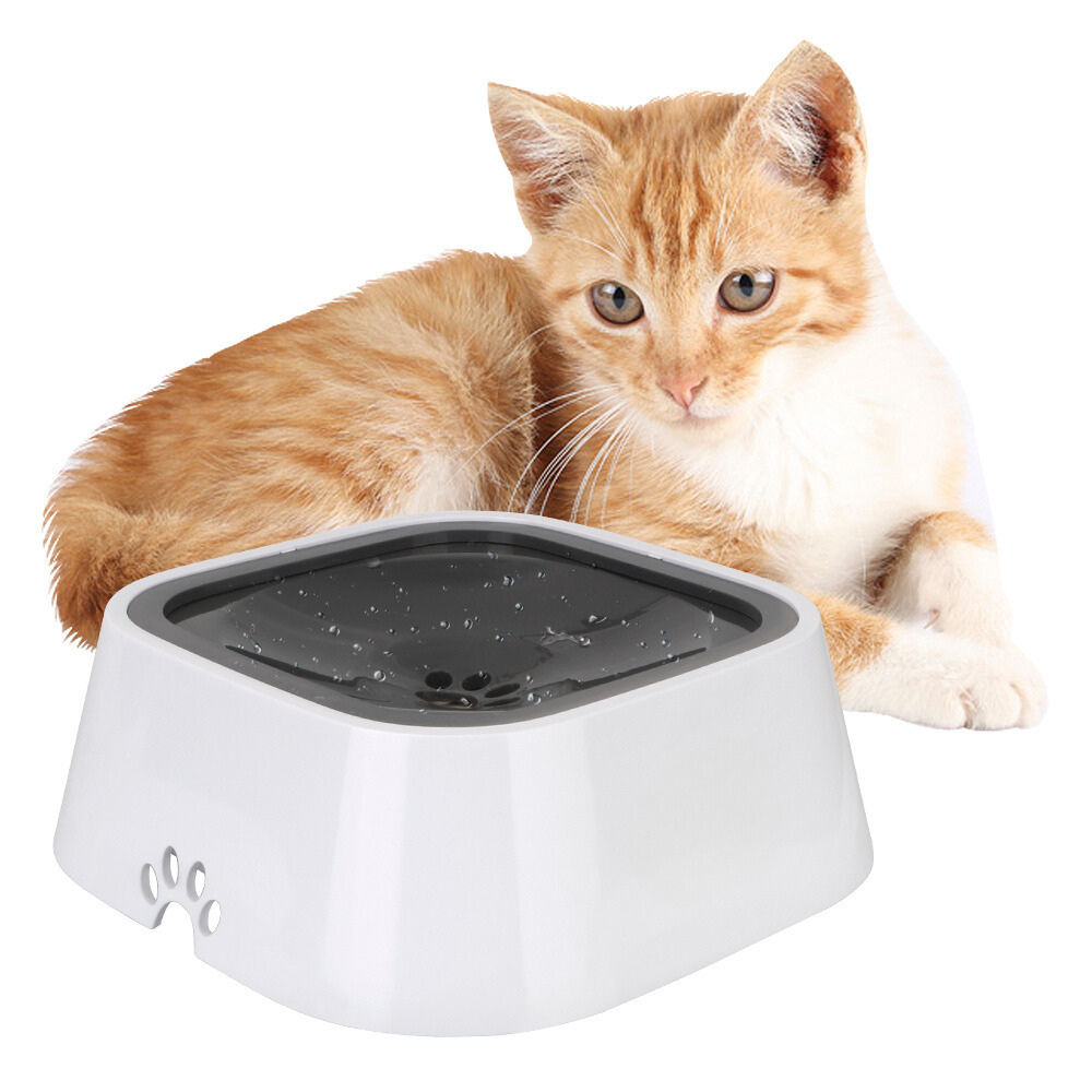 Dog Water Bowl with Floating Disk Control and Non-Slip Base, 1.5  Liter