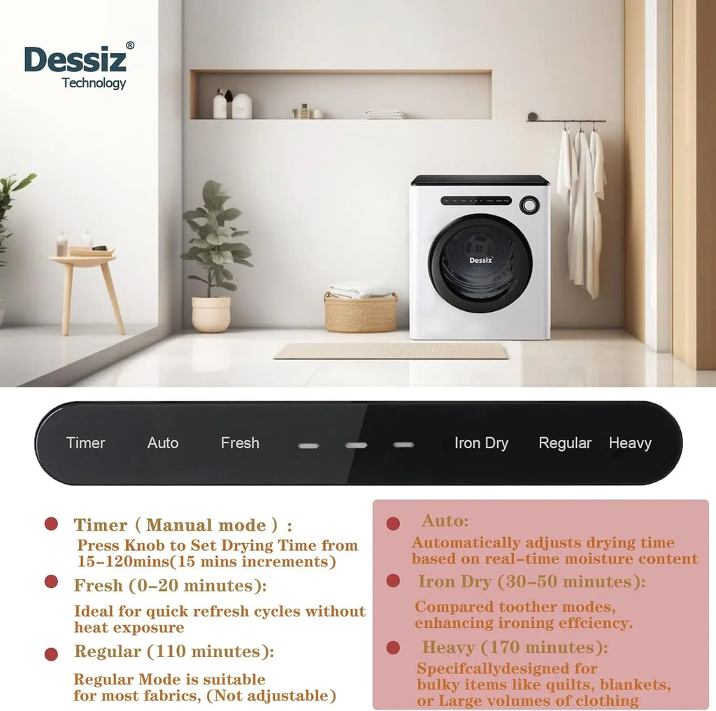 11LBS Compact Dryer 950W Portable Clothes Dryer Machine for Small Spaces, RVs and Apartments - Quiet, Sturdy ï1⁄4Easy to Use and LED Display