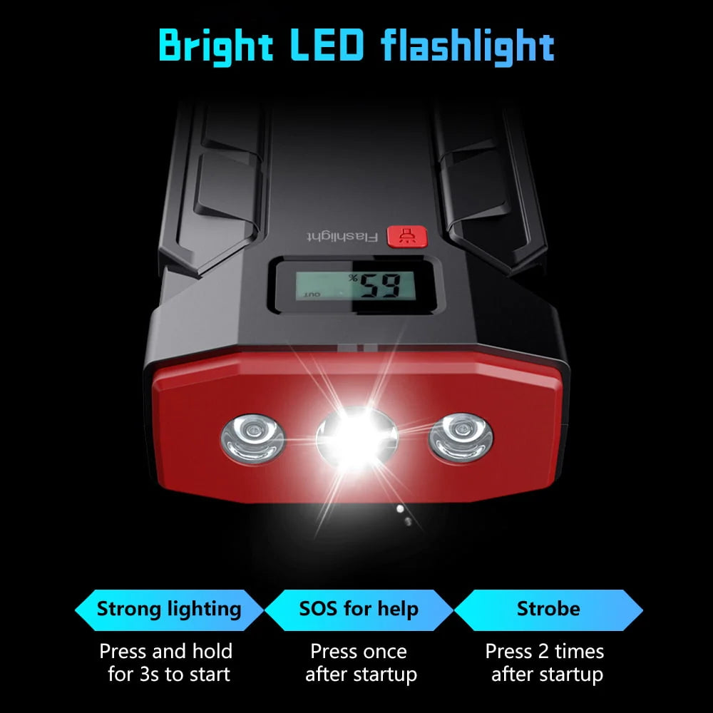 Car Jump Starter, 99900mAh Battery Jump Starter for All Gas or Up to 10L Diesel, Battery Booster Power Pack, 12V Auto Jump Box with LED Light, USB Quick Charge 3.0