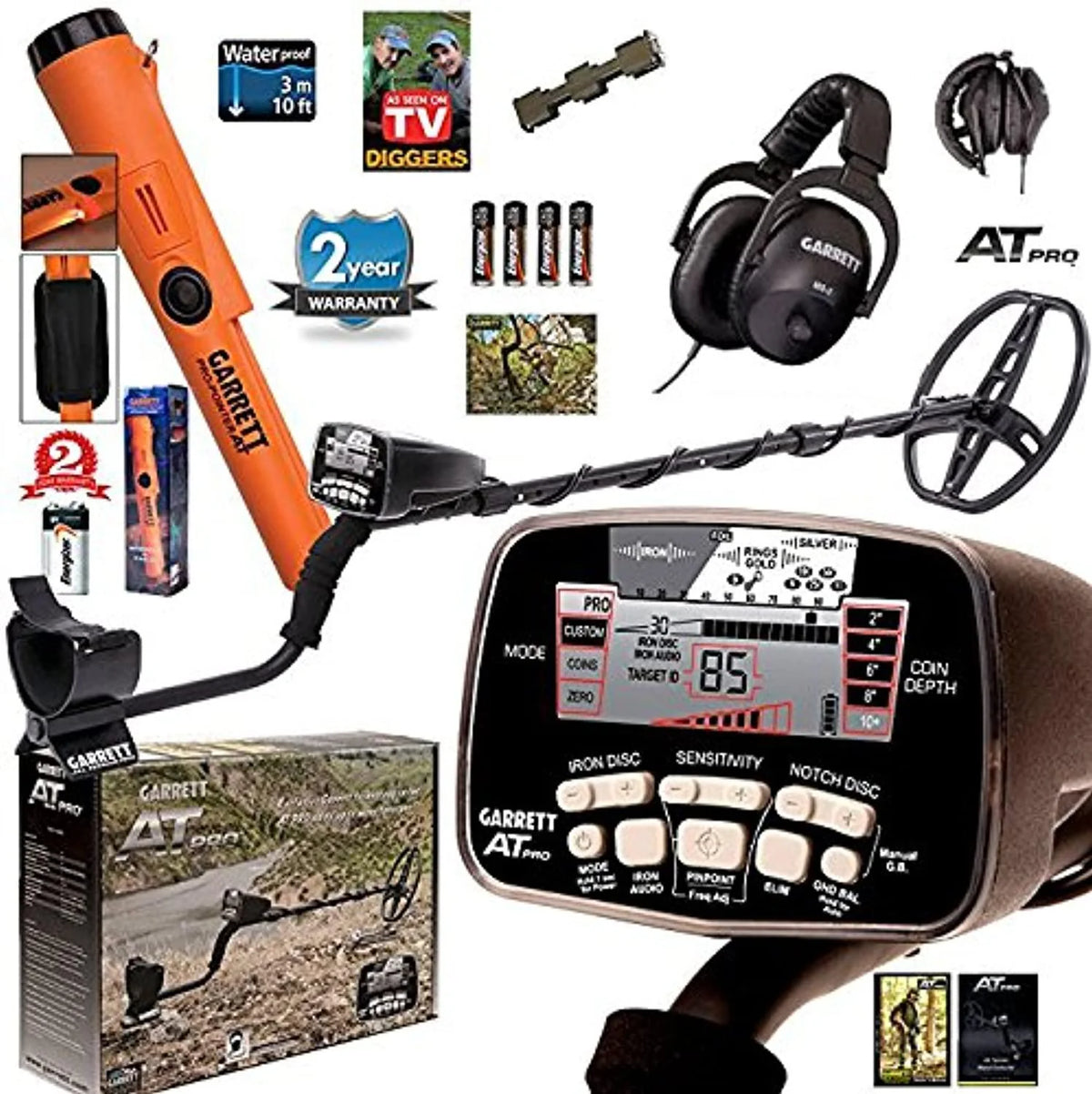 Garrett AT PRO Metal Detector with Pro-Pointer AT Underwater Pinpointer