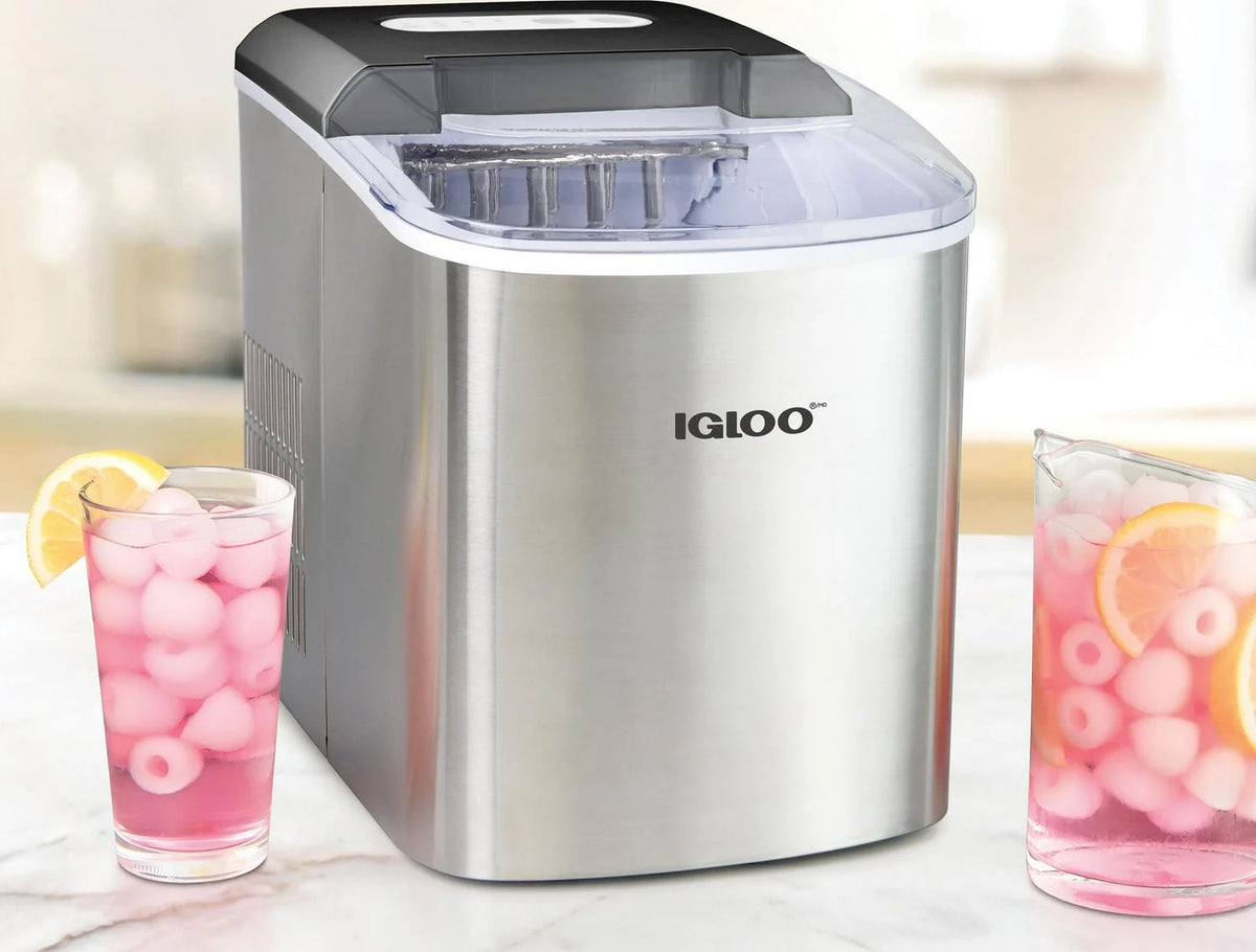 Igloo IGLICEB26SS 26-Pound Automatic Portable Countertop Ice Maker Machine Stainless Steel