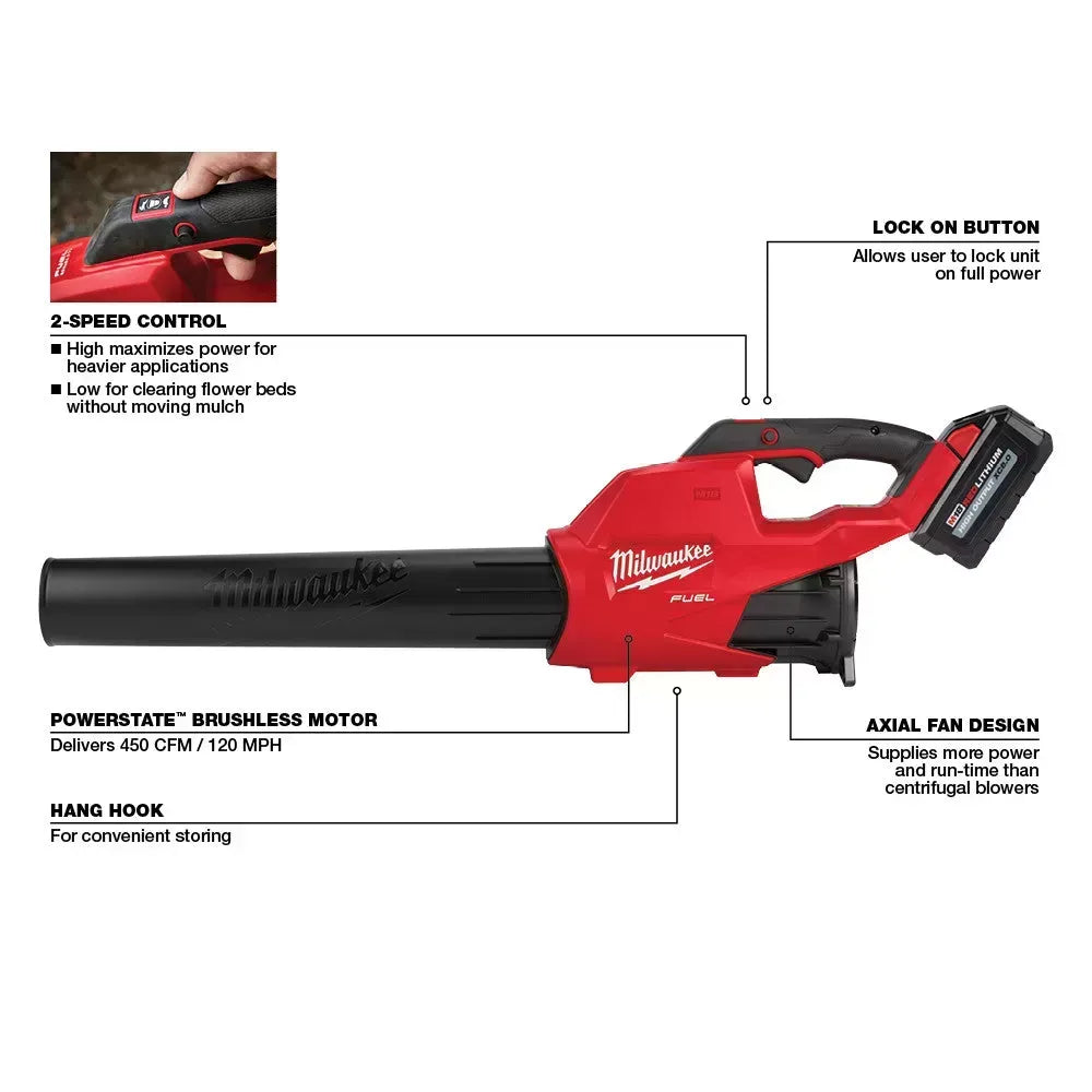 Milwaukee 2823 M18 18V Mower w/ Blower / String Trimmer / Pole Saw Attachment