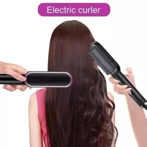 Heated Hair Styling Comb with Ion Frizz Control and Adjustable Heat, Travel Pouch