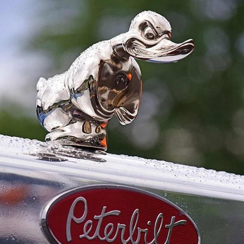 Duck Radiator Emblem with Chrome Plating and Pin Mounting, 6x4  Inches