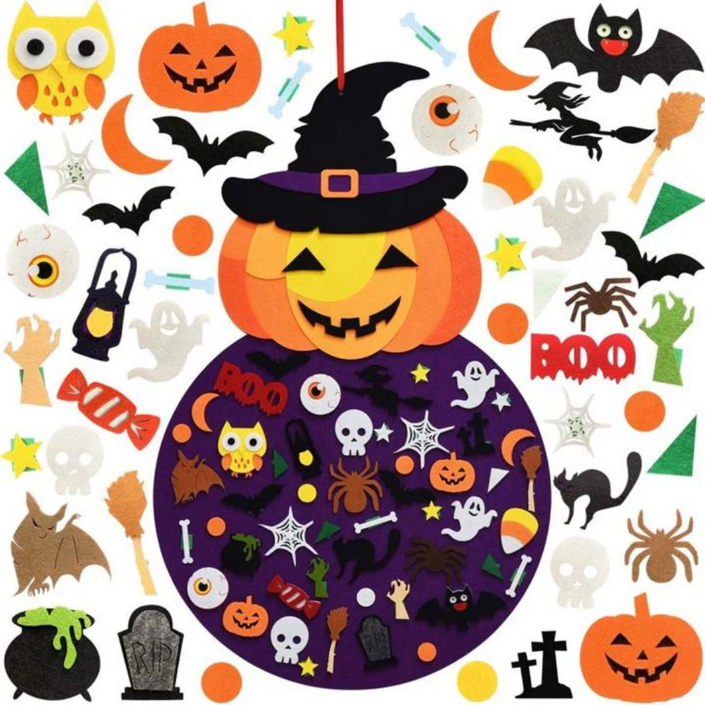 Halloween Felt Board with 50 Plus Pieces and Wall Hanging Design for Ages 3 Up