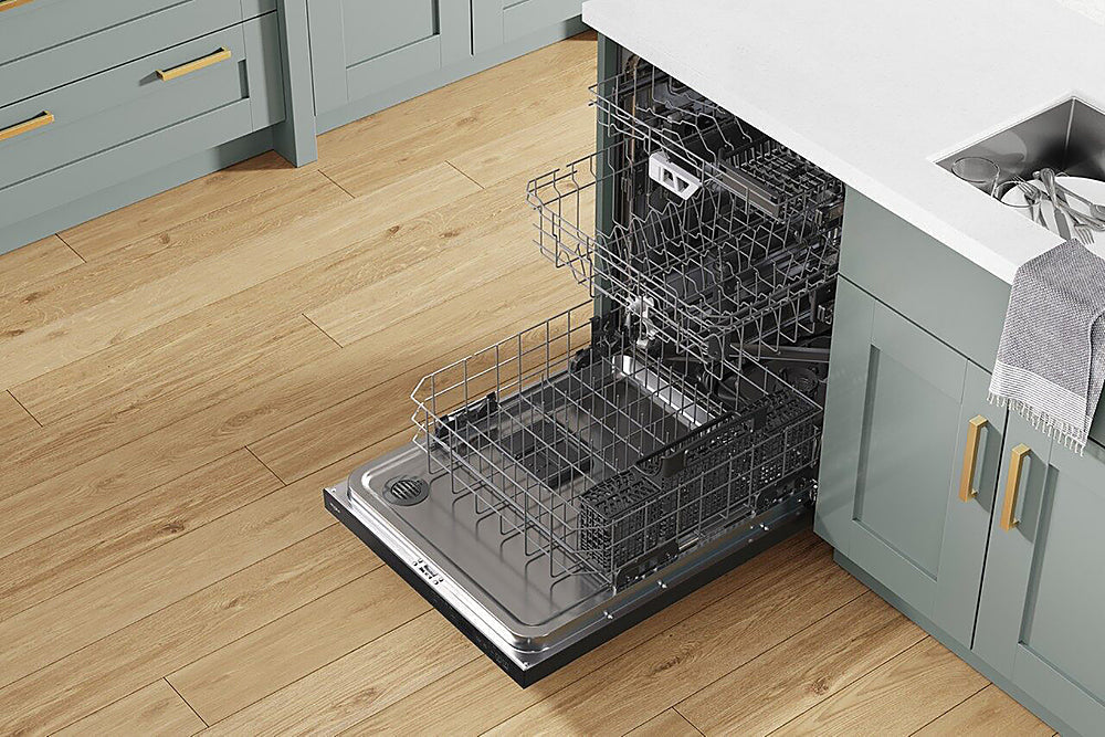 Whirlpool - 24 Top Control Built-In Dishwasher with Stainless Steel Tub, Large Capacity & 3rd Rack, 47 dBA - Black stainless steel