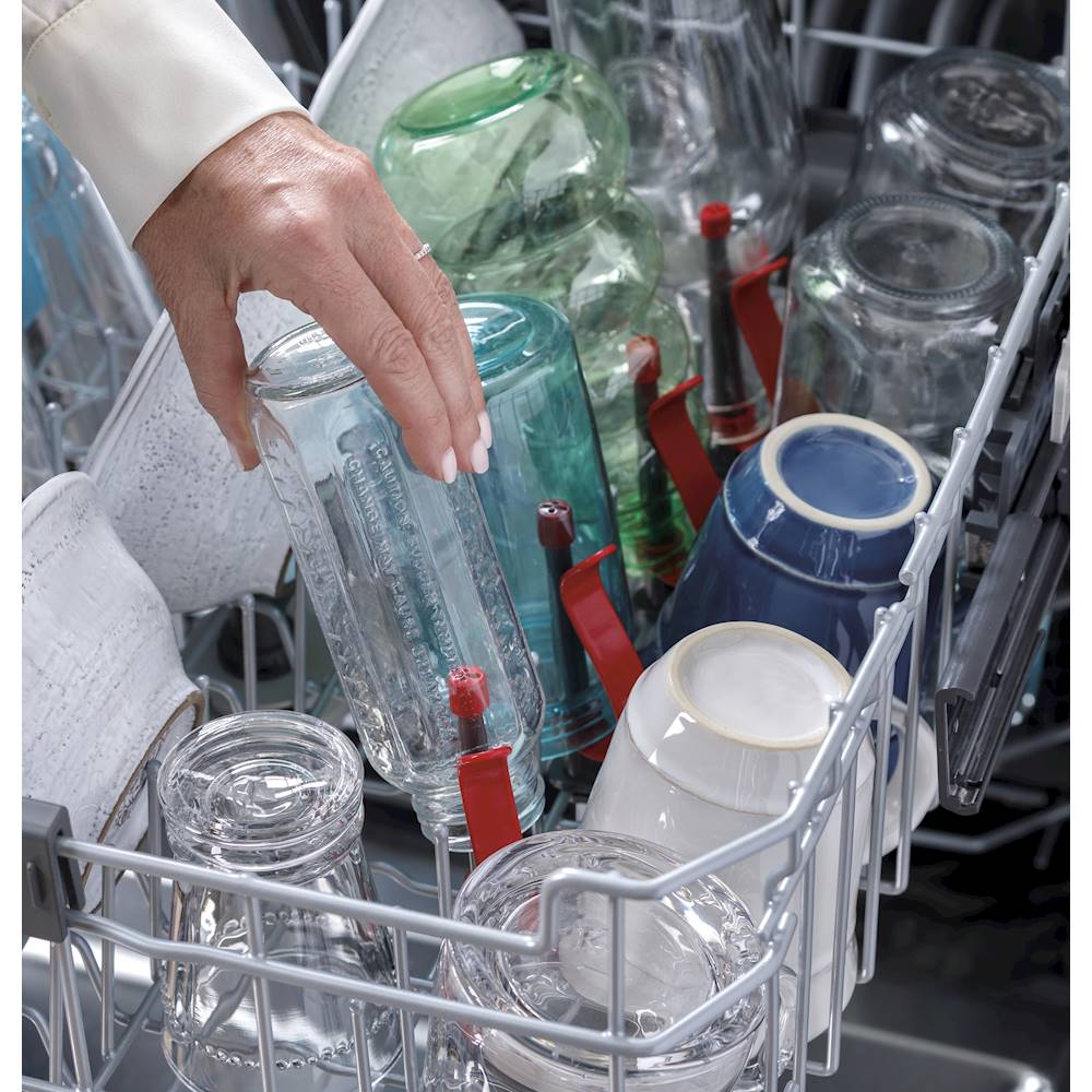 GE - Top Control Built-In Dishwasher with Stainless Steel Tub, 3rd Rack, 46dba - Stainless steel