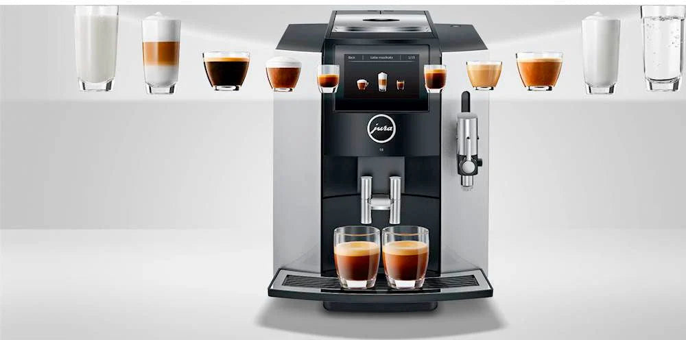 Jura - S8 Espresso Machine with 15 bars of pressure and Milk Frother - Moonlight Silver
