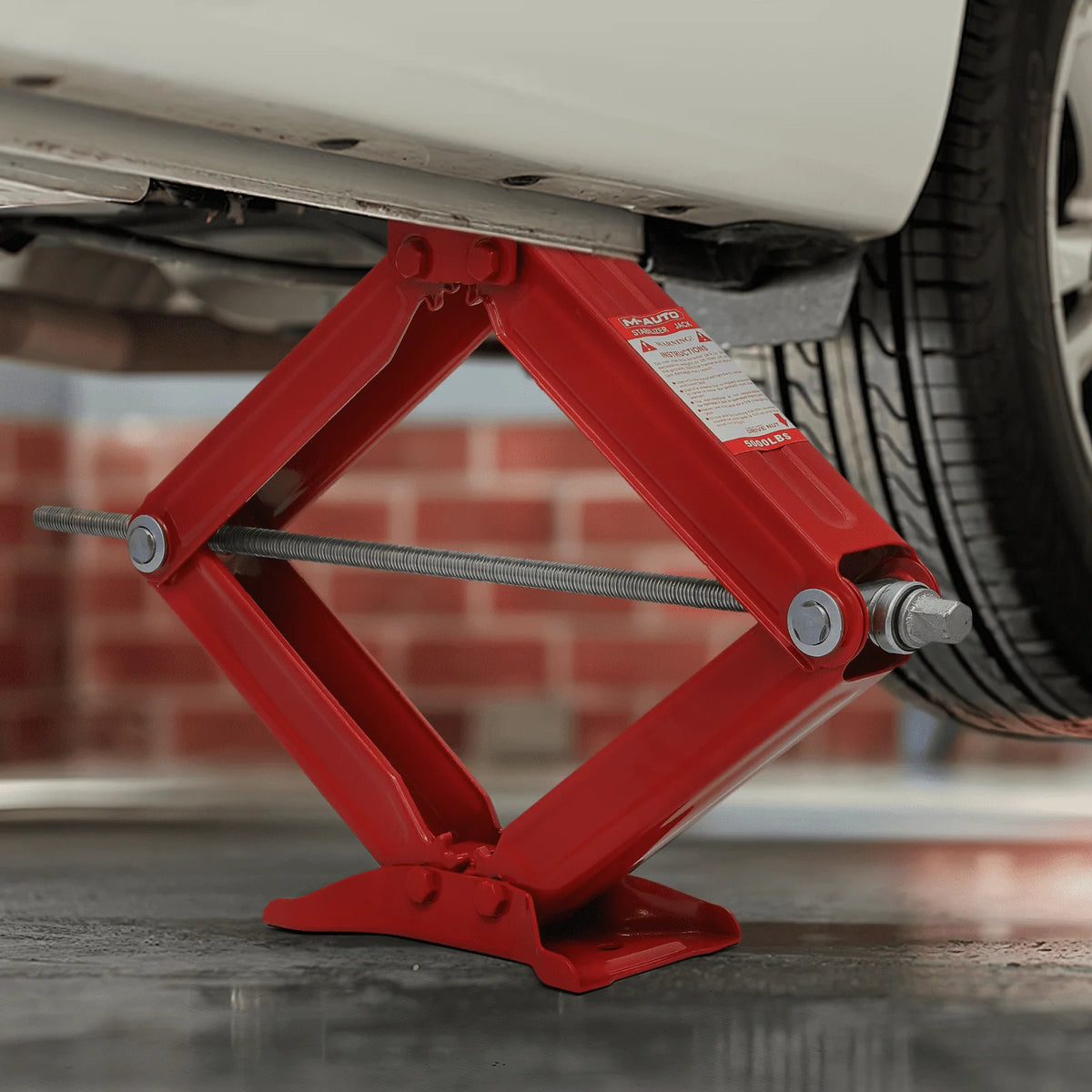 Magshion Set of 4 Heavy Duty Scissor Jack, 2.5 Ton 5000lbs Car Jack Tire Repair Tools Kit, RV Trailer Stabilizer Leveling Scissor Jacks with Handle, Red