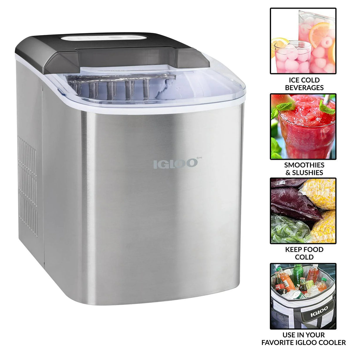 Igloo IGLICEB26SS 26-Pound Automatic Portable Countertop Ice Maker Machine Stainless Steel
