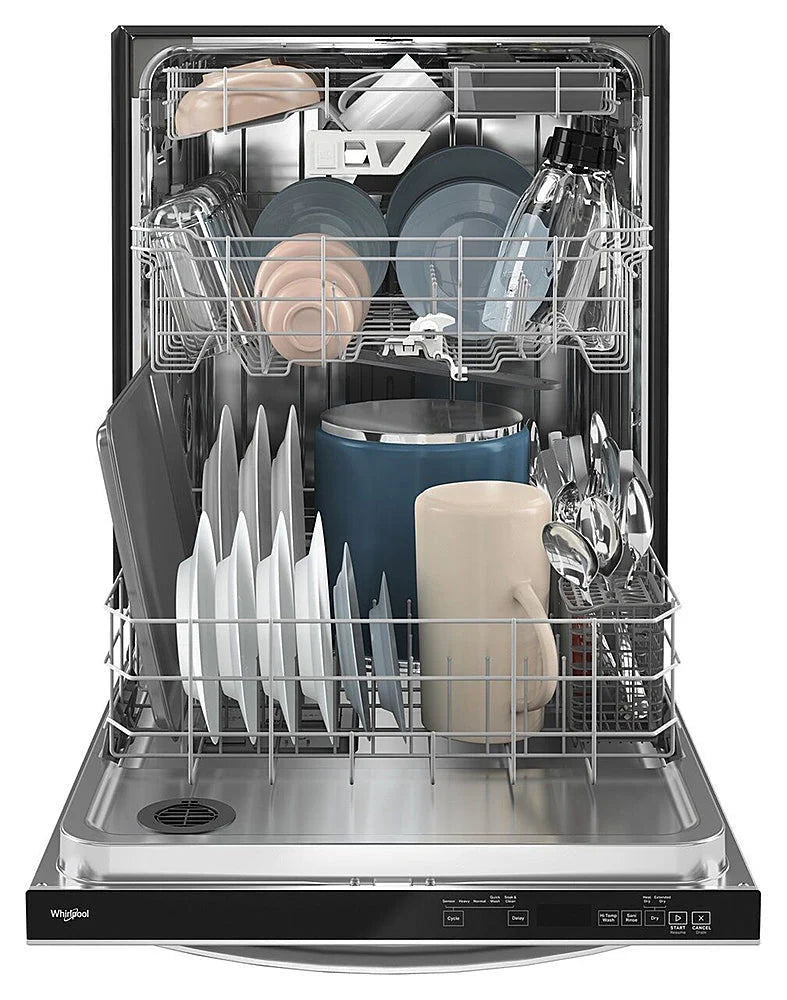 Whirlpool - 24 Top Control Built-In Dishwasher with Stainless Steel Tub, Large Capacity & 3rd Rack, 47 dBA - Stainless steel
