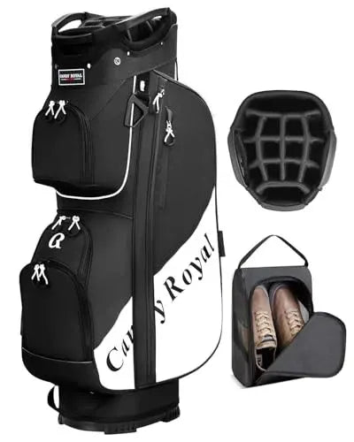 Golf Cart Bag:14 Way Full Length Divider Top Lightweight with Cooler black
