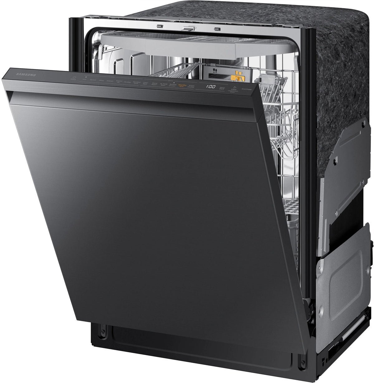 Samsung - Smart 42dBA Dishwasher with StormWash+ and Smart Dry - Black stainless steel