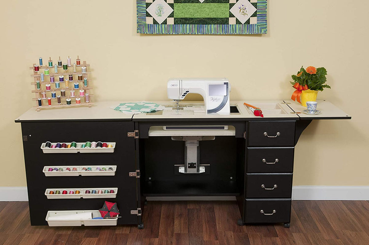 353 Sewing Cabinet with Airlift and Storage, Black