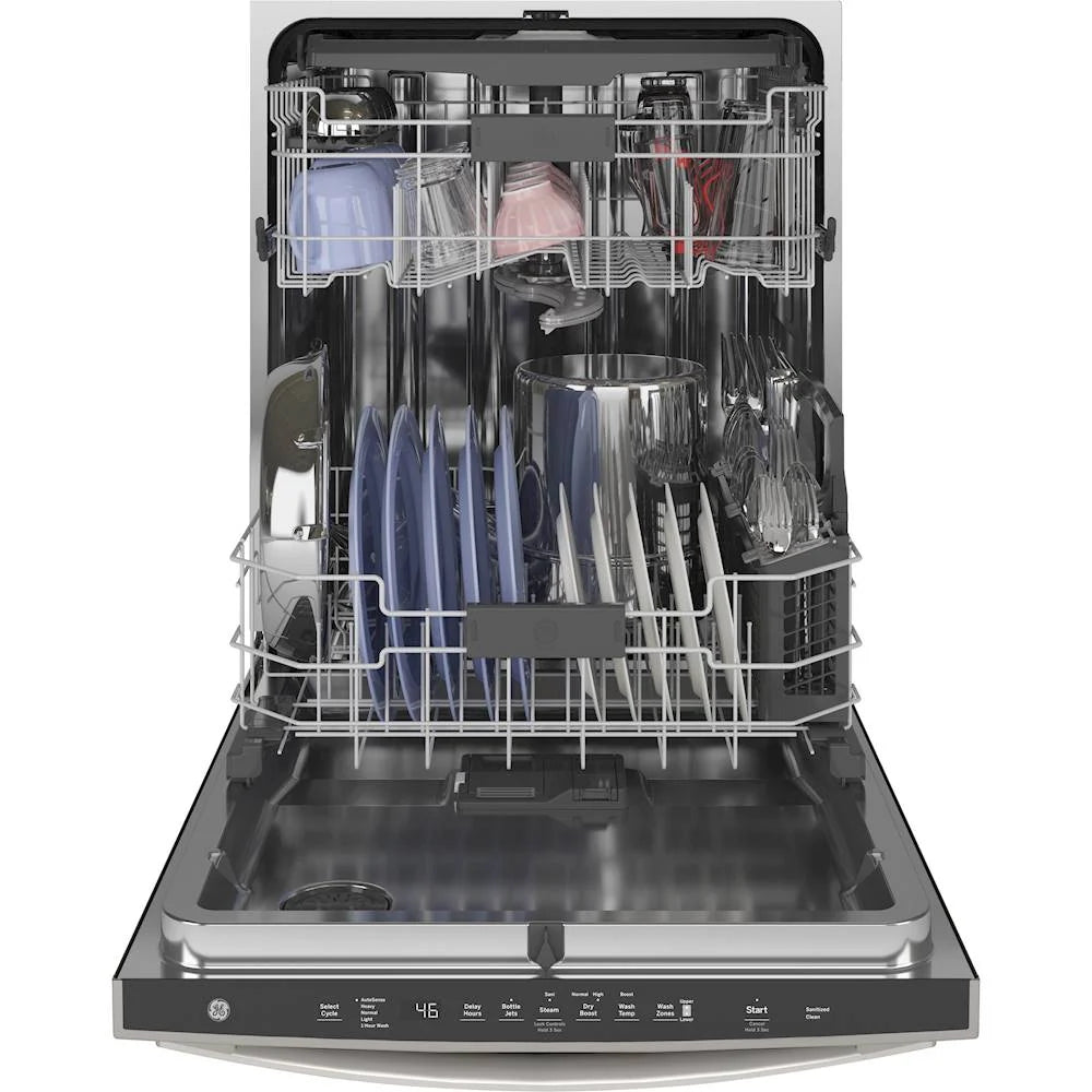 GE - Top Control Built-In Dishwasher with Stainless Steel Tub, 3rd Rack, 46dBA - Slate