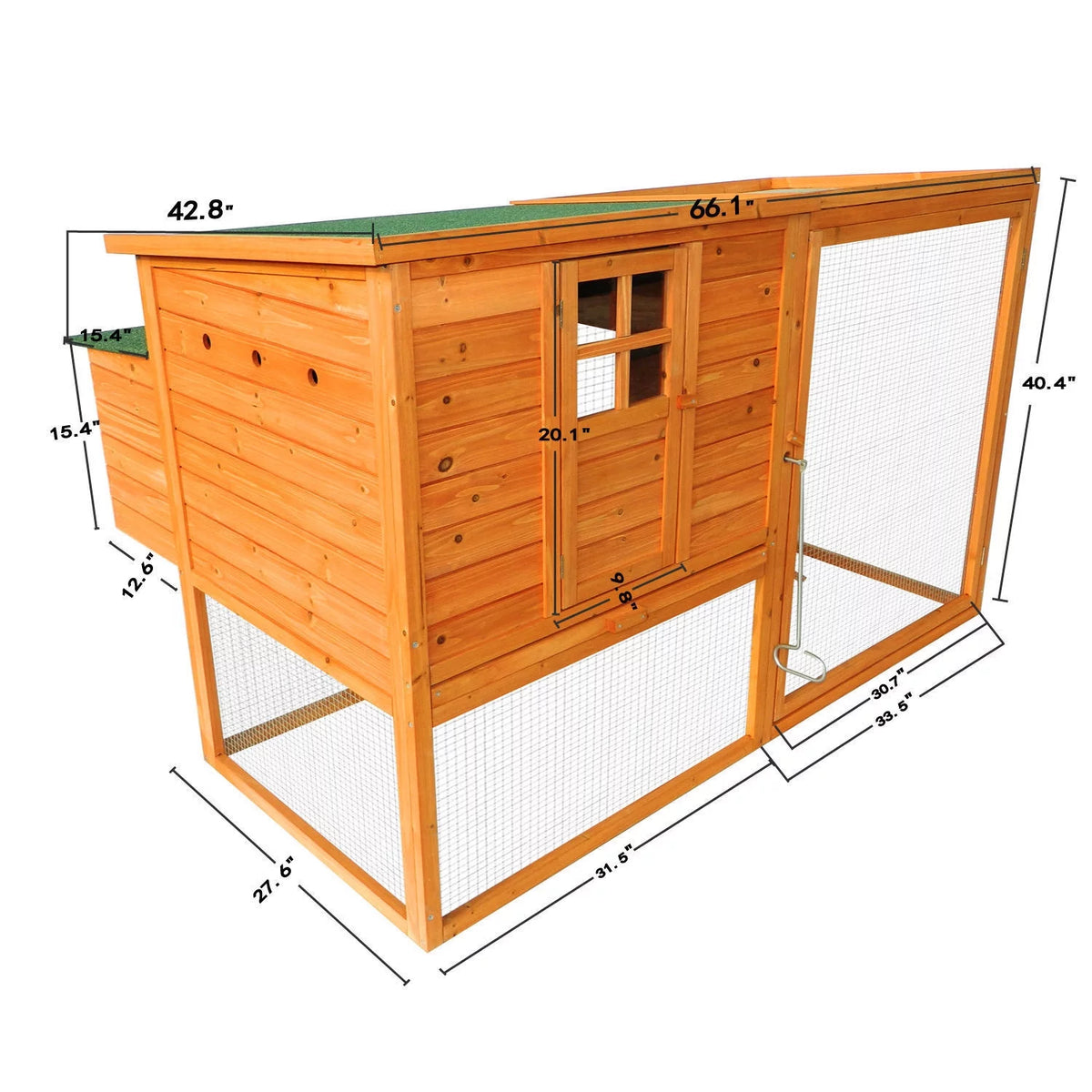 PawHut 64 Large Wooden Chicken Coop Kit With Outdoor Run And Nesting Box