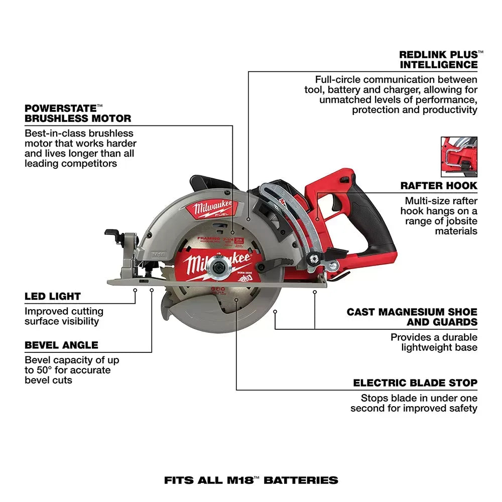 Milwaukee 2732-21HDSB M18 FUEL 18V 7-1/4 Circular Saw Kit w/ 25 Saw Blades