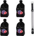 VP Racing Fuels Motorsport 5 Gallon Square Plastic Utility Jug Black & 14 Inch Hose (4 Pack)