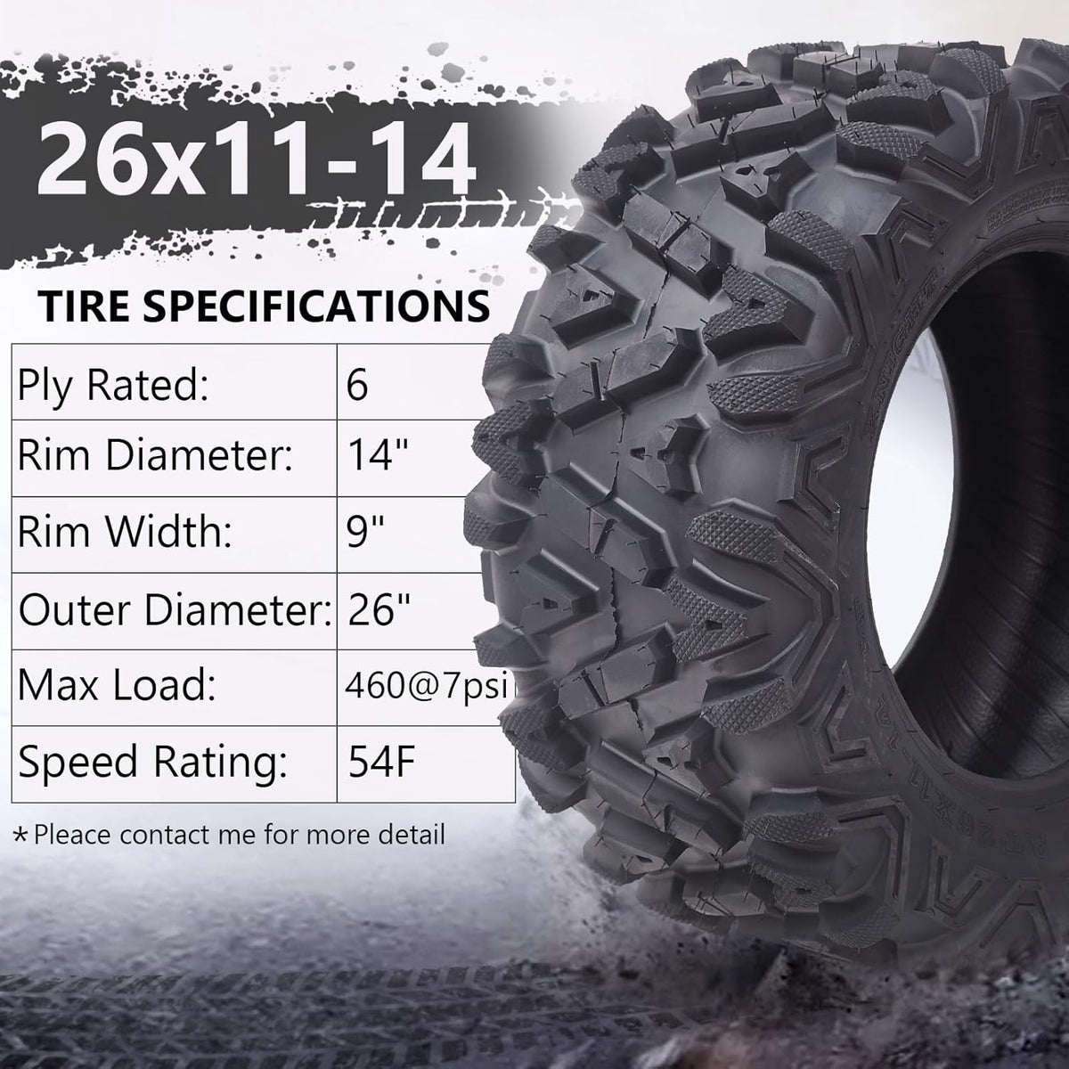 26x12-12 All-Terrain ATV/UTV Tires, Set of 2