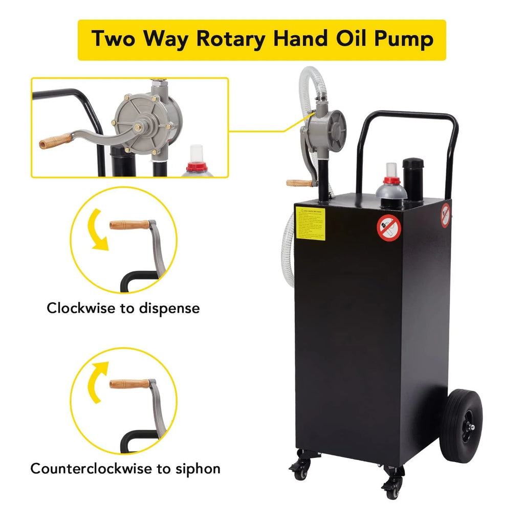 HA-EMORE Portable Gas Caddy Fuel Storage 35 Gallon Tank Gasoline Fuel with 2 Wheels for Car Lawnmower