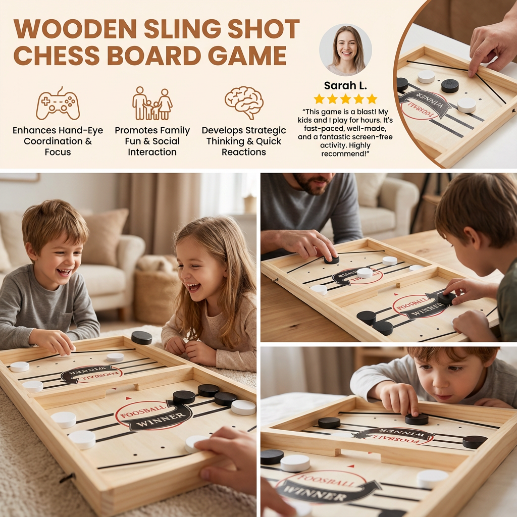 Catapult Chess Game with Wooden Board and Dual Launch Mechanism