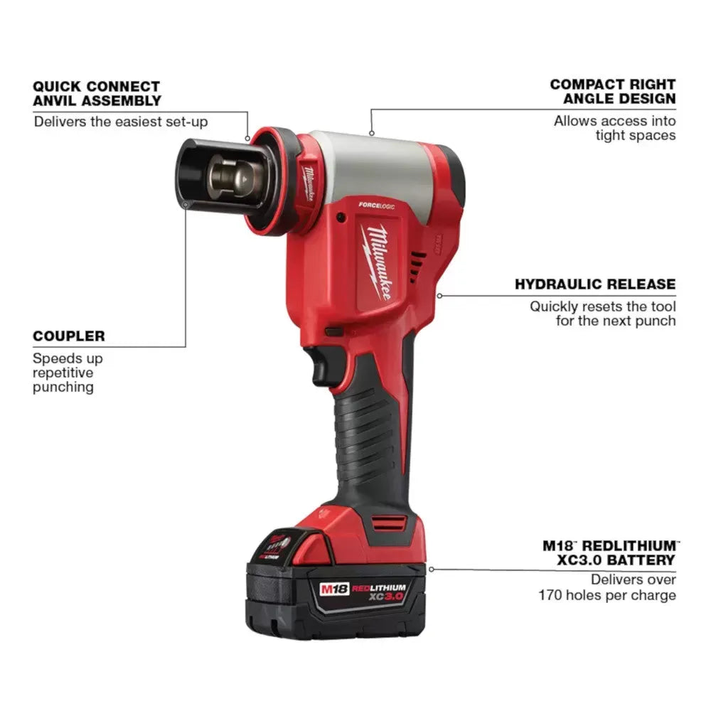 Milwaukee 2676-22 M18 18V FORCE LOGIC 10T Knockout Tool Kit w/ 1/2 -2 Capacity