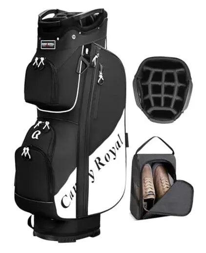 Golf Cart Bag:14 Way Full Length Divider Top Lightweight with Cooler black