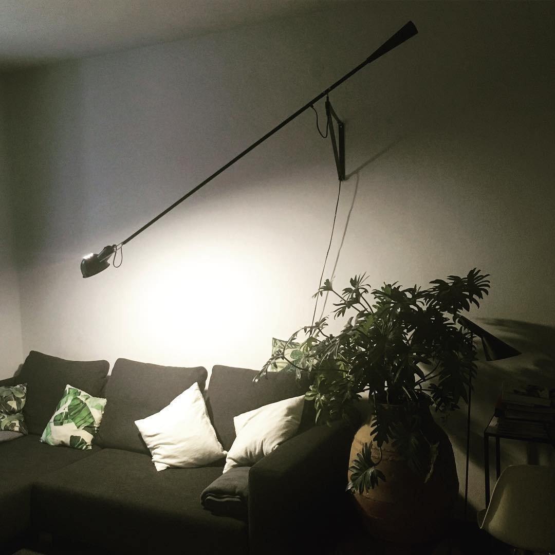 Adjustable Wall Lamp with Swinging Arm and Cast Iron Counterweight, 80.7  inches