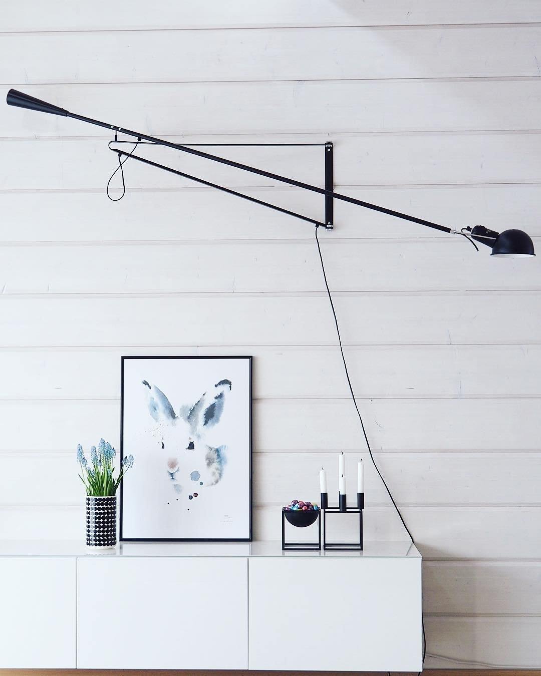 Adjustable Wall Lamp with Swinging Arm and Cast Iron Counterweight, 80.7  inches