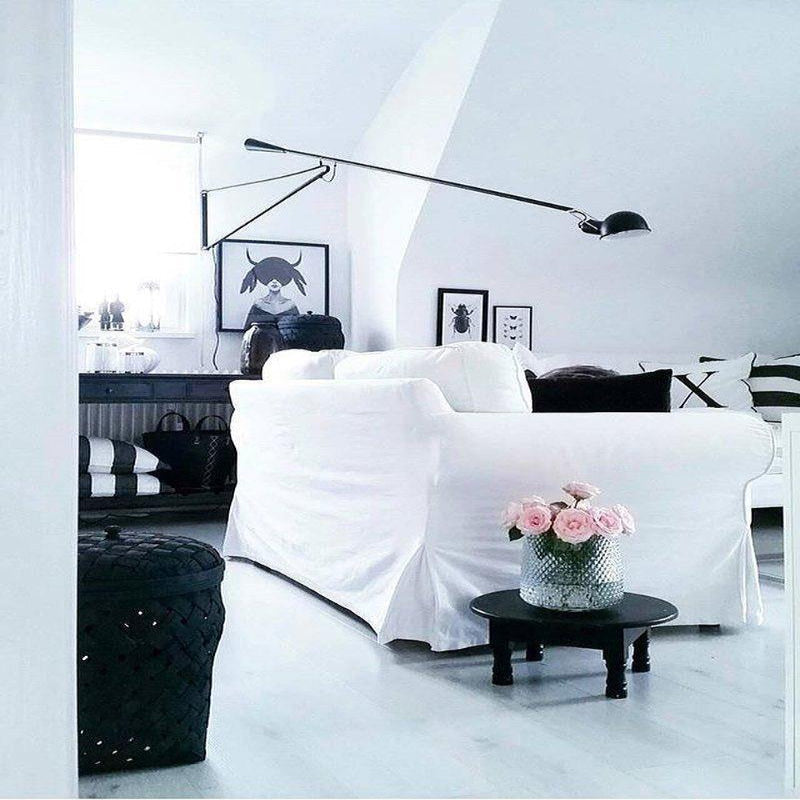 Adjustable Wall Lamp with Swinging Arm and Cast Iron Counterweight, 80.7  inches