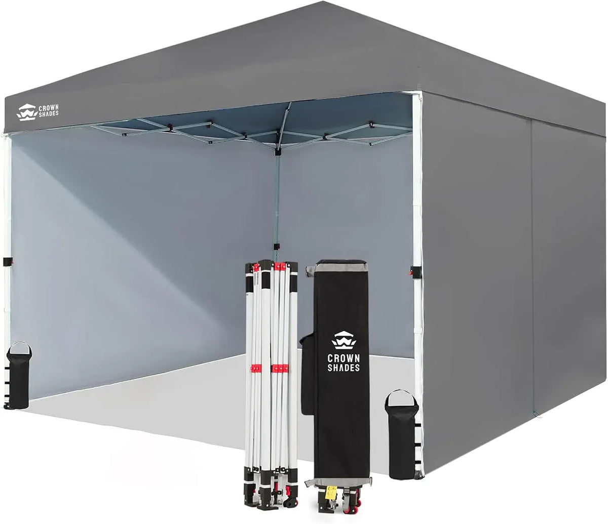 10X10 Comercial Instant Canopy Pop Up Tent with Center Lock (10x10 with 4 Sidewalls, Black)