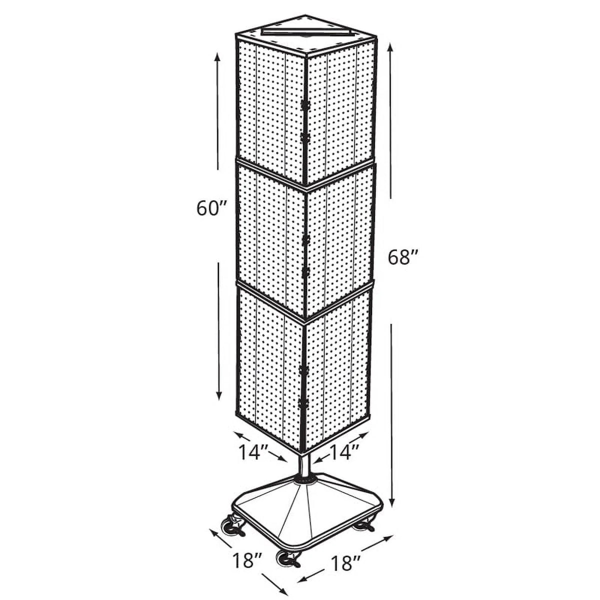 Azar Displays 701465-BLU Blue Four-Sided Pegboard Tower Floor Display on Revolving Wheeled Base. Spinner Rack Stand. Panel Size: 14W x 60H