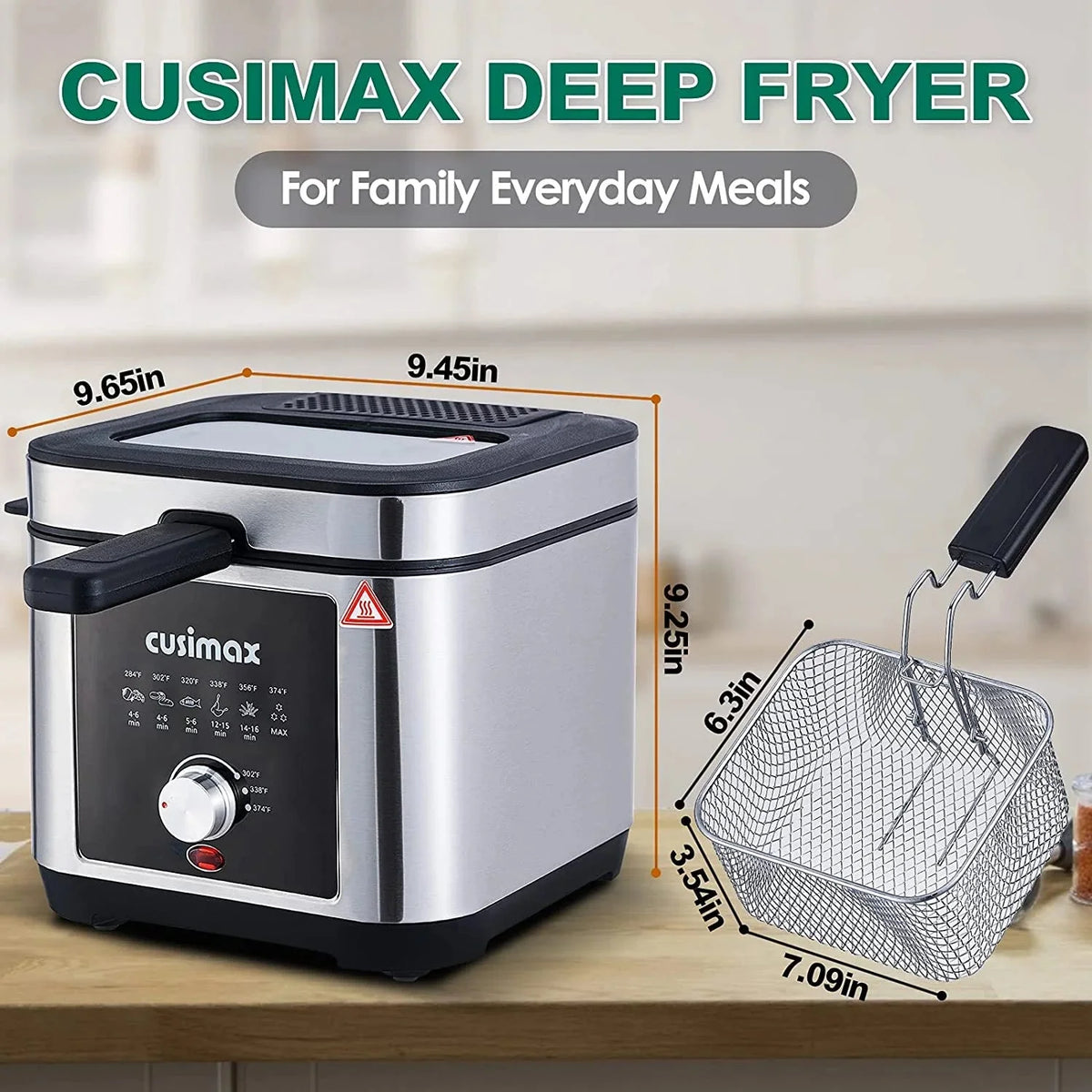 CUSIMAX 2.6QT Deep Fryer, Stainless Steel, Electric, New, Model CMDF-02