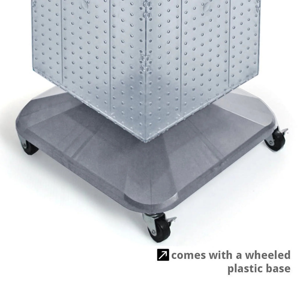 Azar Displays 701465-BLU Blue Four-Sided Pegboard Tower Floor Display on Revolving Wheeled Base. Spinner Rack Stand. Panel Size: 14W x 60H