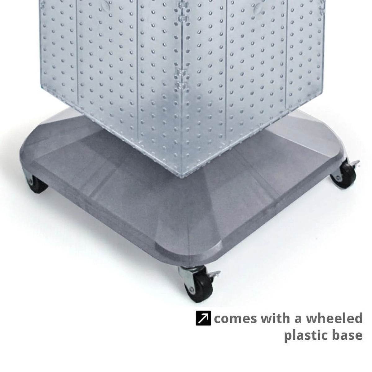 Azar Displays 701465-BLU Blue Four-Sided Pegboard Tower Floor Display on Revolving Wheeled Base. Spinner Rack Stand. Panel Size: 14W x 60H