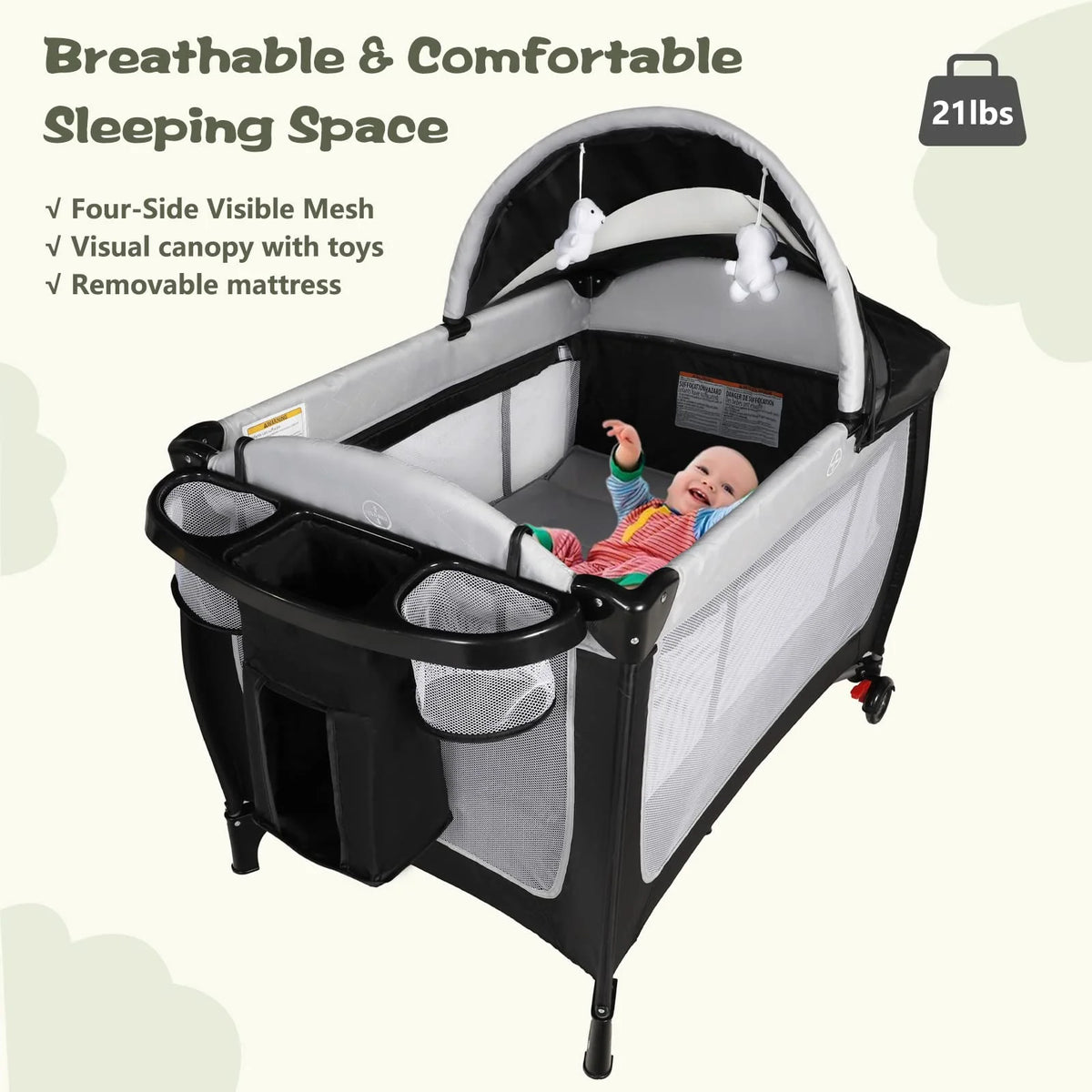 Kinder King Portable Bassinet Adjustable