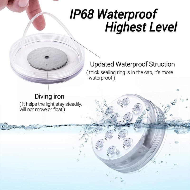 Color Changing Submersible Pool Light with 12-Color Remote and Automatic   Modes