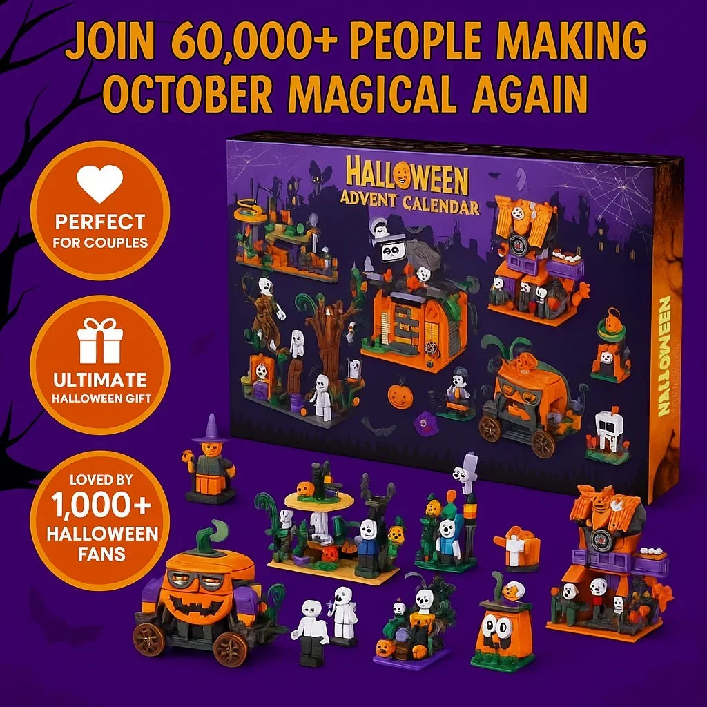 Brick Building Advent Calendar with 24 Halloween Themed Builds and Step-by-Step Instructions